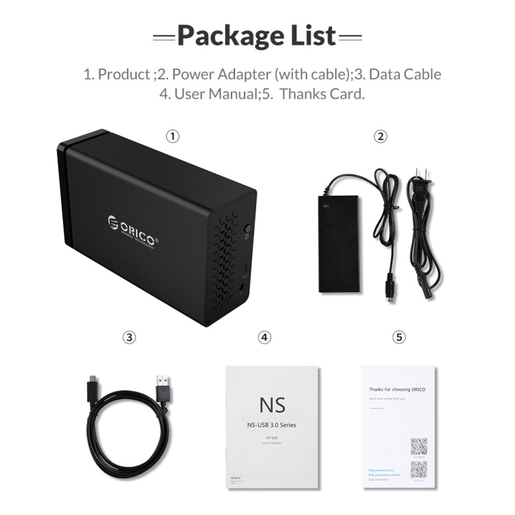 ORICO NS200RU3 Custodia per disco rigido USB 3.0 a 2 alloggiamenti con Raid, NS200RU3