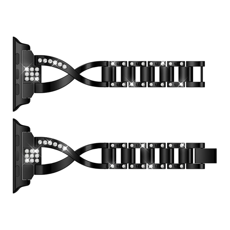 Cinturino da polso con cinturino da polso in acciaio inossidabile solido tempestato di diamanti a forma di X per Apple Watch Series 3 & 2 & 1 38mm