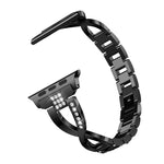 Cinturino da polso con cinturino da polso in acciaio inossidabile solido tempestato di diamanti a forma di X per Apple Watch Series 3 & 2 & 1 38mm