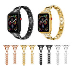 Cinturino da polso con cinturino da polso in acciaio inossidabile solido tempestato di diamanti a forma di X per Apple Watch Series 3 & 2 & 1 38mm