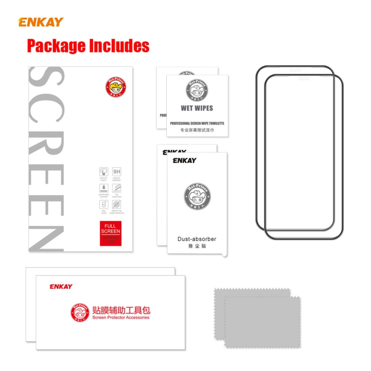2 PZ ENKAY Hat-Prince Anti-drop Full Glue Vetro temperato Pellicola a schermo intero Protezione anti-caduta, For iPhone 12 mini (2 PCS), For iPhone 12 / 12 Pro(2 PCS), For iPhone 12 Pro Max(2 PCS)