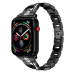 Cinturino da polso con cinturino da polso in acciaio inossidabile solido tempestato di diamanti a forma di X per Apple Watch Series 3 & 2 & 1 42mm