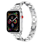 Cinturino da polso con cinturino da polso in acciaio inossidabile solido tempestato di diamanti a forma di X per Apple Watch Series 3 & 2 & 1 42mm