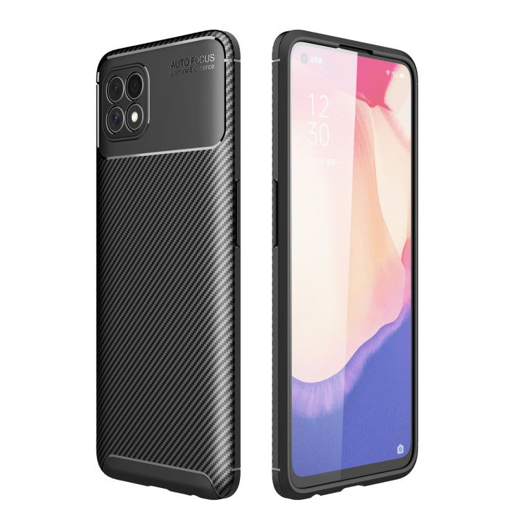 Custodia in TPU antiurto con trama in fibra di carbonio, For OPPO Reno4 SE