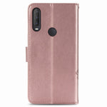 Custodia in pelle con protezione per telefono cellulare con fibbia in rilievo con chiusura a quattro foglie con cordino e slot per schede e funzione portafoglio e supporto, For  Alcatel 1S (2020)