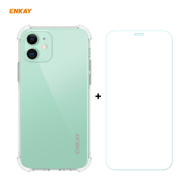 Hat-Prince ENKAY Custodia morbida in TPU trasparente 2 in 1 Cover antiurto + Pellicola protettiva in vetro temperato 0,26 mm 9H 2,5D, For iPhone 12 mini, For iPhone 12 / 12 Pro, For iPhone 12 Pro Max