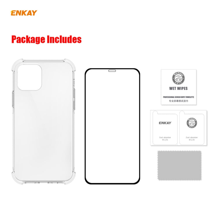 Hat-Prince ENKAY Custodia morbida in TPU trasparente 2 in 1 Cover antiurto + 0,26 mm 9H 2,5D Full Glue Pellicola protettiva in vetro temperato a copertura totale, For iPhone 12 mini, For iPhone 12 / 12 Pro, For iPhone 12 Pro Max
