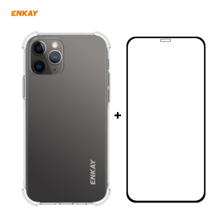 Hat-Prince ENKAY Custodia morbida in TPU trasparente 2 in 1 Cover antiurto + 0,26 mm 9H 2,5D Full Glue Pellicola protettiva in vetro temperato a copertura totale, For iPhone 12 mini, For iPhone 12 / 12 Pro, For iPhone 12 Pro Max