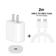 Caricabatterie da viaggio con porta USB-C/Type-C singola PD 20W 2 in 1 + set di cavi dati a ricarica rapida da USB-C/Type-C a USB-C/Type-C 3A PD 3.0, lunghezza cavo: 2 m, spina USA, 20W 2m