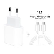 Caricatore da viaggio con porta USB-C/Type-C singola PD 20W 2 in 1 + set di cavi dati a ricarica rapida da USB-C/Type-C a USB-C/Type-C PD3.0 da 3 A, lunghezza cavo: 1 m, spina UE, 20W 1m