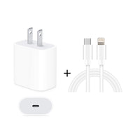 Caricatore da viaggio con porta USB-C/Type-C singola PD 20W 2 in 1 + set di cavi dati a ricarica rapida da USB-C/Type-C a 8 pin PD3.0 3A, lunghezza cavo: 2 m, spina americana, 20W 2m