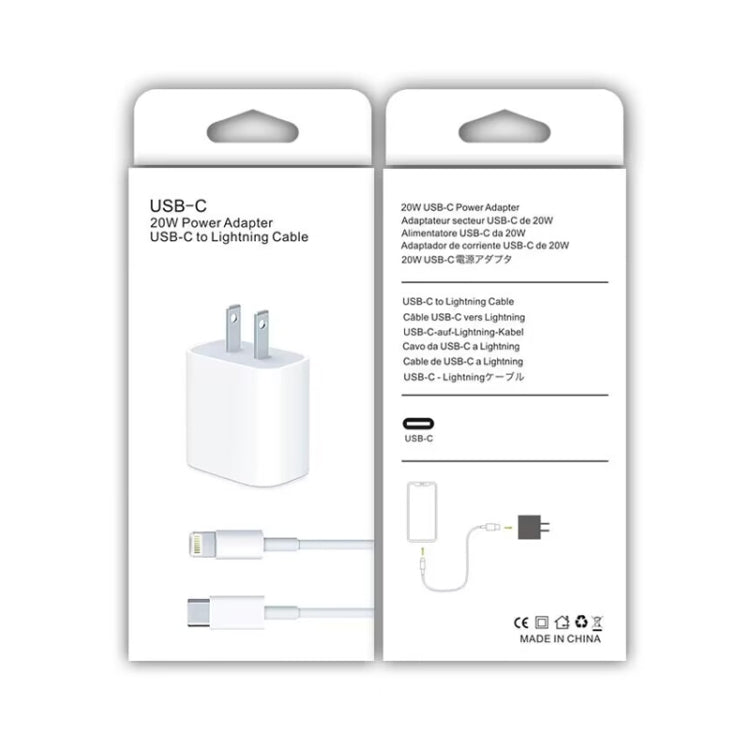 Caricatore da viaggio USB-C PD 20W con cavo dati 2 m