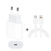 Caricatore da viaggio con porta USB-C/Type-C singola PD 20W 2 in 1 + set di cavi dati a ricarica rapida da USB-C/Type-C a 8 pin PD3.0 3A, lunghezza cavo: 2 m, spina EU, 20W 2m