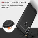 Custodia in TPU in fibra di carbonio con trama spazzolata per Huawei Y9 Prime 2019 / P smart Z, For Huawei Y9 Prime 2019