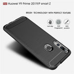 Custodia in TPU in fibra di carbonio con trama spazzolata per Huawei Y9 Prime 2019 / P smart Z, For Huawei Y9 Prime 2019