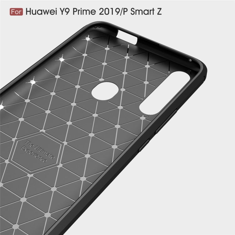 Custodia in TPU in fibra di carbonio con trama spazzolata per Huawei Y9 Prime 2019 / P smart Z, For Huawei Y9 Prime 2019