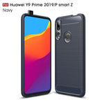 Custodia in TPU in fibra di carbonio con trama spazzolata per Huawei Y9 Prime 2019 / P smart Z, For Huawei Y9 Prime 2019