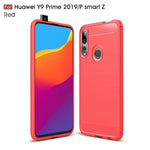 Custodia in TPU in fibra di carbonio con trama spazzolata per Huawei Y9 Prime 2019 / P smart Z, For Huawei Y9 Prime 2019