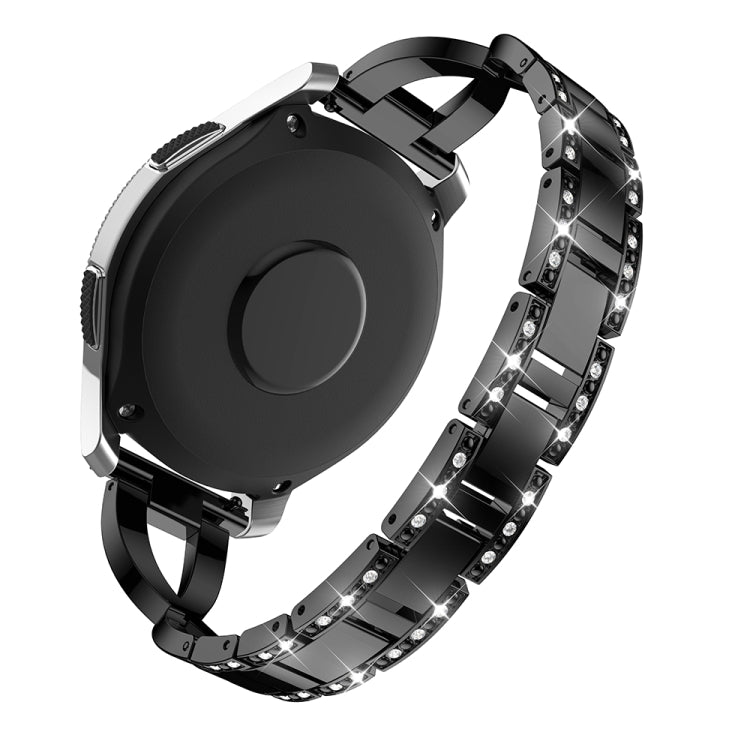 Cinturino da polso in acciaio inossidabile solido tempestato di diamanti a forma di X per Galaxy Watch 46mm