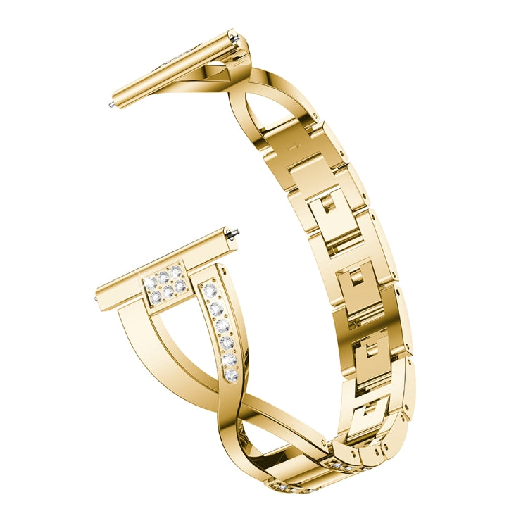 Cinturino da polso in acciaio inossidabile solido tempestato di diamanti a forma di X per Galaxy Watch 46mm