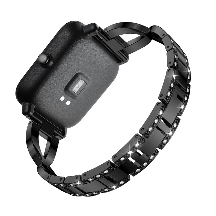 Cinturino da polso in acciaio inossidabile solido tempestato di diamanti a forma di X per Amazfit 20 mm
