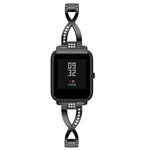 Cinturino da polso in acciaio inossidabile solido tempestato di diamanti a forma di X per Amazfit 20 mm