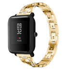 Cinturino da polso in acciaio inossidabile solido tempestato di diamanti a forma di X per Amazfit 20 mm