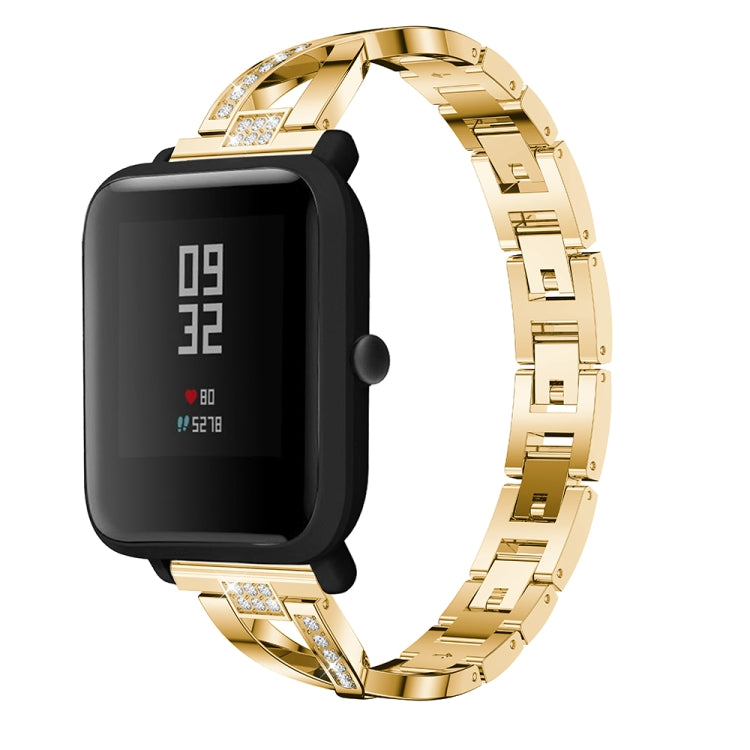 Cinturino da polso in acciaio inossidabile solido tempestato di diamanti a forma di X per Amazfit 20 mm