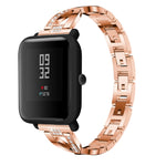 Cinturino da polso in acciaio inossidabile solido tempestato di diamanti a forma di X per Amazfit 20 mm