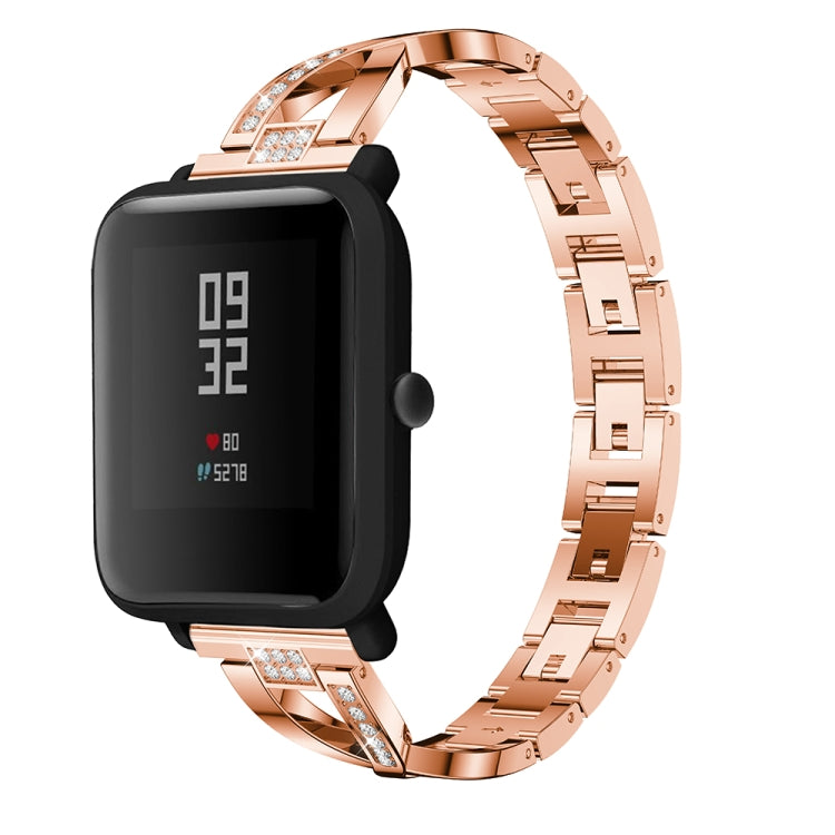Cinturino da polso in acciaio inossidabile solido tempestato di diamanti a forma di X per Amazfit 20 mm
