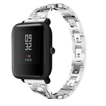 Cinturino da polso in acciaio inossidabile solido tempestato di diamanti a forma di X per Amazfit 20 mm