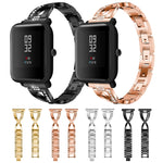 Cinturino da polso in acciaio inossidabile solido tempestato di diamanti a forma di X per Amazfit 20 mm