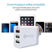 SDC-30W 30W QC 3.0 USB + 2.4A Doppie porte USB 2.0 Telefono cellulare Tablet PC Caricatore rapido universale Caricatore da viaggio, spina americana, US Plug