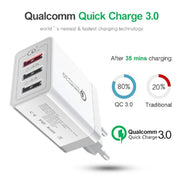 SDC-30W 30W QC 3.0 USB + 2.4A Doppie porte USB 2.0 Telefono cellulare Tablet PC Caricatore rapido universale Caricatore da viaggio, spina europea, EU Plug