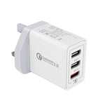 SDC-30W 30W QC 3.0 USB + 2.4A Doppie porte USB 2.0 Cellulare Tablet PC Caricatore rapido universale Caricatore da viaggio, presa UK, UK Plug