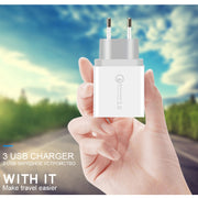 SDC-30W Cavo dati da USB a micro USB 2 in 1 + USB QC 3.0 da 30 W + Porte USB 2.0 doppie da 2,4 A Telefono cellulare Tablet PC Caricatore rapido universale Set caricabatterie da viaggio, presa EU, with Micro USB Cable, EU Plug