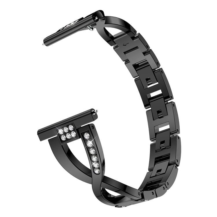 Cinturino da polso in acciaio inossidabile solido tempestato di diamanti a forma di X per Samsung Gear S3