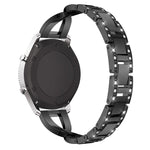 Cinturino da polso in acciaio inossidabile solido tempestato di diamanti a forma di X per Samsung Gear S3