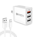 Cavo dati 2 in 1 USB a USB-C e USB QC 3.0 30W