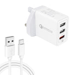 Cavo ricarica 2 in 1 USB-C e USB QC 3.0 30W 1 metro