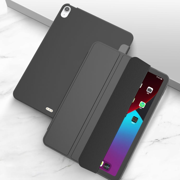 Per iPad Air 2020 10.9 Custodia inferiore morbida opaca in TPU con superficie in pelle sintetica a tre pieghe con supporto e funzione Sleep / Wake-up