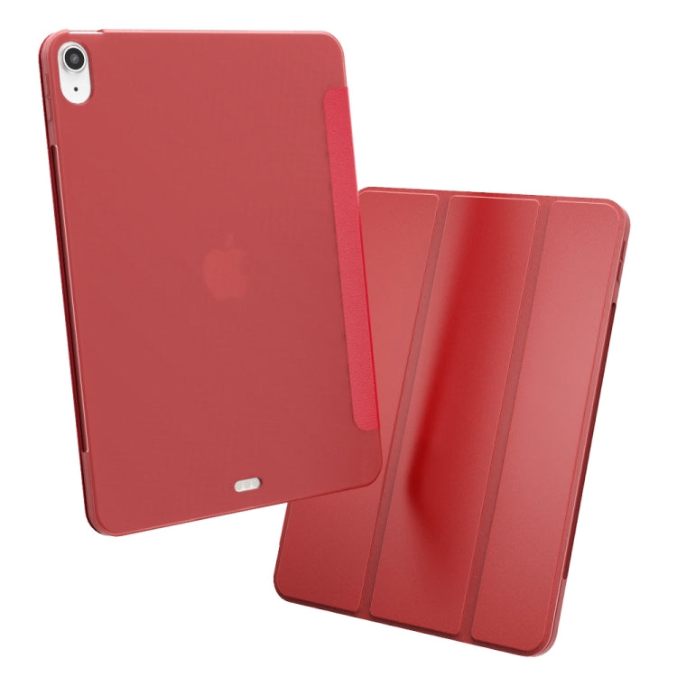 Per iPad Air 2020 10.9 Custodia inferiore morbida opaca in TPU con superficie in pelle sintetica a tre pieghe con supporto e funzione Sleep / Wake-up