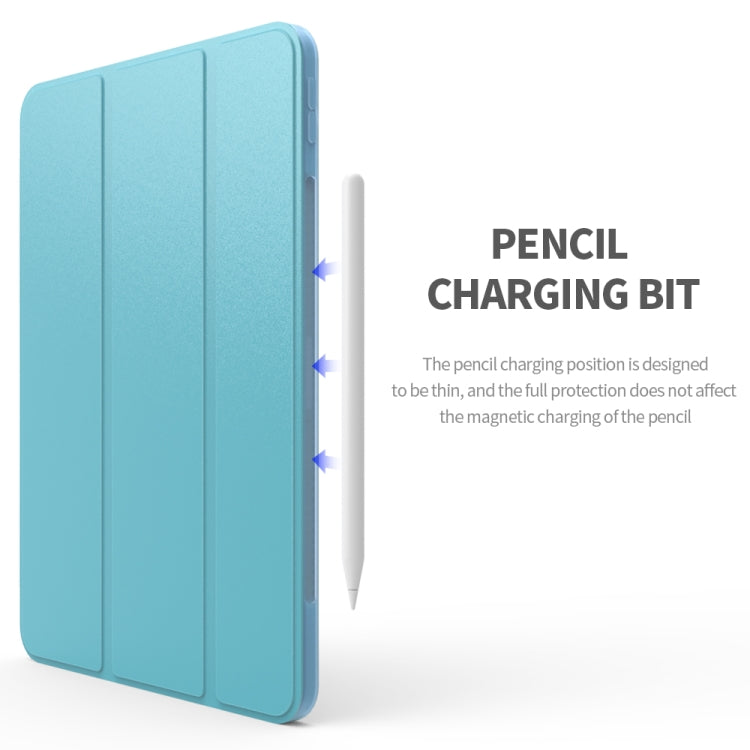 Per iPad Air 2020 10.9 Custodia inferiore morbida opaca in TPU con superficie in pelle sintetica a tre pieghe con supporto e funzione Sleep / Wake-up