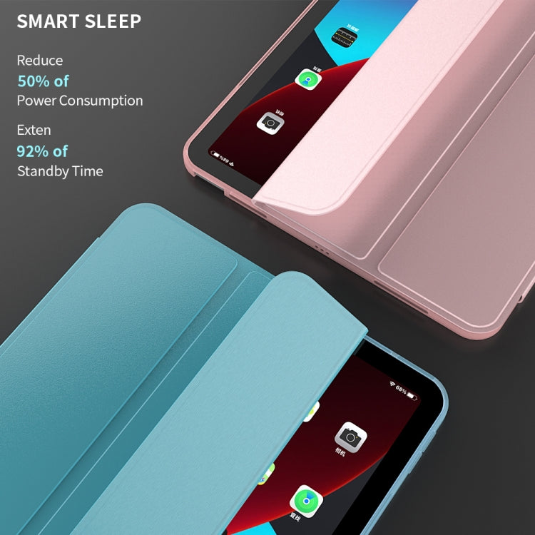 Per iPad Air 2020 10.9 Custodia inferiore morbida opaca in TPU con superficie in pelle sintetica a tre pieghe con supporto e funzione Sleep / Wake-up