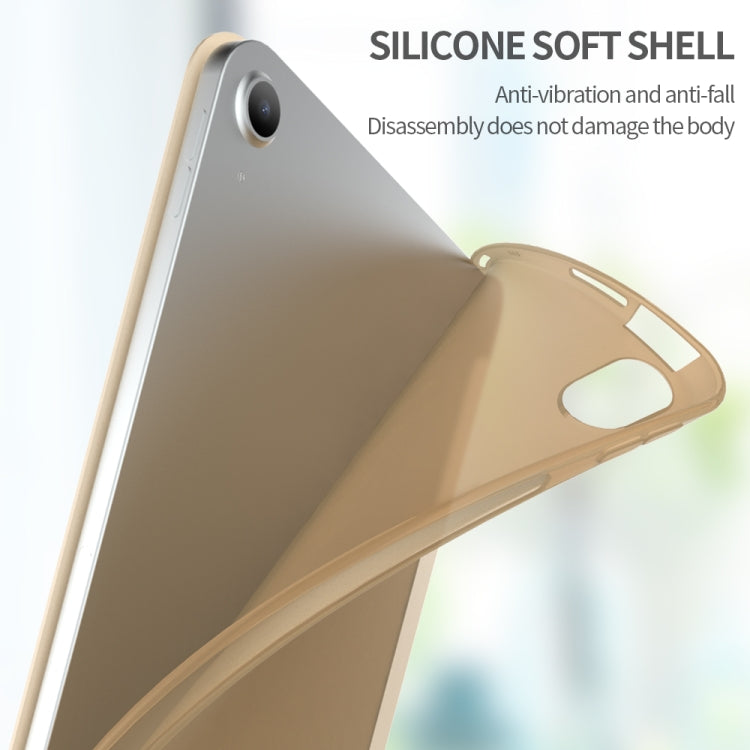 Per iPad Air 2020 10.9 Custodia inferiore morbida opaca in TPU con superficie in pelle sintetica a tre pieghe con supporto e funzione Sleep / Wake-up
