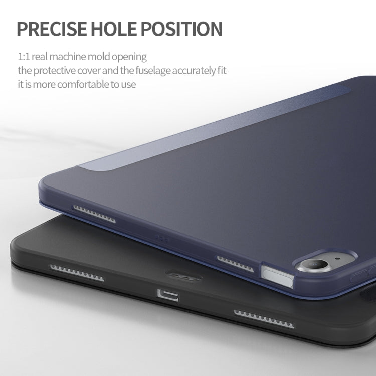 Per iPad Air 2020 10.9 Custodia inferiore morbida opaca in TPU con superficie in pelle sintetica a tre pieghe con supporto e funzione Sleep / Wake-up