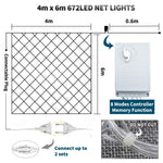 4x6m 672 LED Luci per reti da pesca impermeabili Luci per tende per tende Fata Festa di nozze Decorazione per feste Lampade 220V, Spina UE