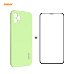 Per iPhone 11 Pro Hat-Prince ENKAY ENK-PC0652 Custodia protettiva antiurto in silicone liquido con bordo dritto + 0,26 mm 9H 2,5D Pellicola protettiva in vetro temperato a copertura totale, For iPhone 11 Pro