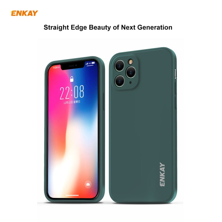 Per iPhone 11 Pro Hat-Prince ENKAY ENK-PC0652 Custodia protettiva antiurto in silicone liquido con bordo dritto + 0,26 mm 9H 2,5D Pellicola protettiva in vetro temperato a copertura totale, For iPhone 11 Pro