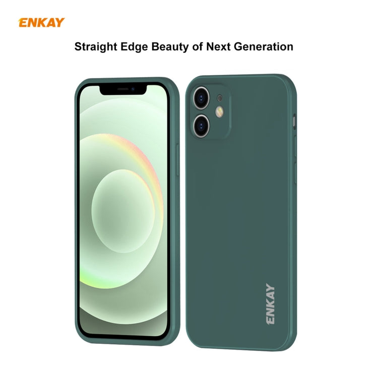 Per iPhone 12 Hat-Prince ENKAY ENK-PC0682 Custodia antiurto in silicone liquido con bordo dritto + 0,26 mm 9H 2,5D Pellicola in vetro temperato con colla completa, For iPhone 12